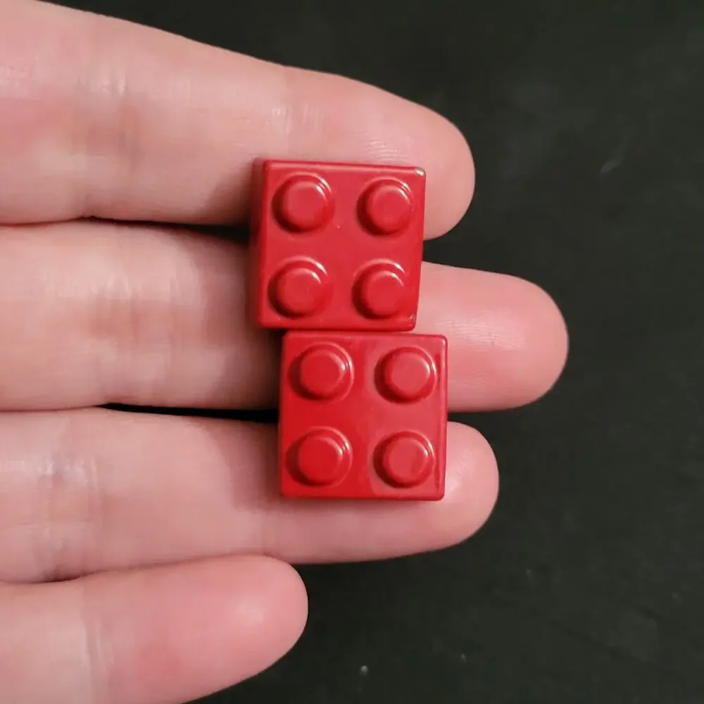 Lego themed red enamel cuff links